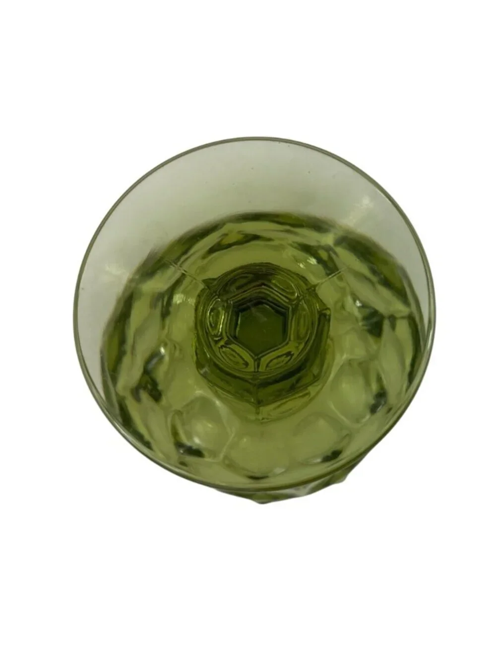 Vintage Imperial Glass Provincial Avocado Green Thumbprint Water Goblet